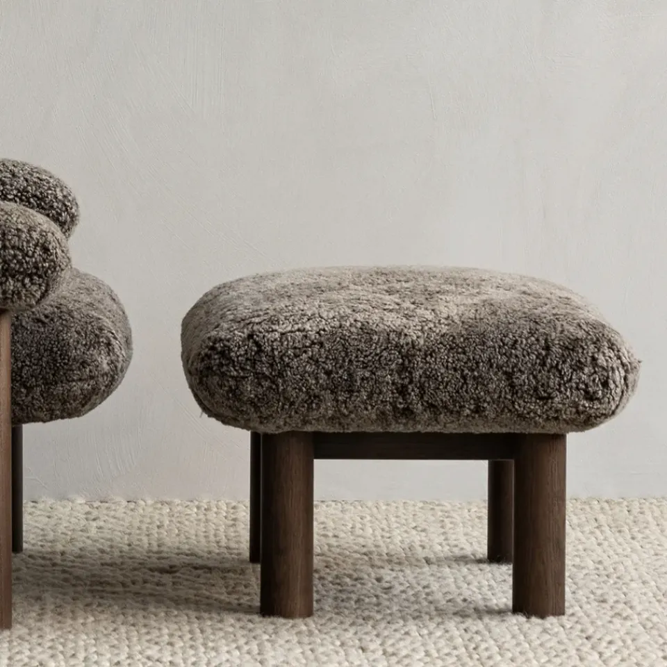Audo Copenhagen Armchairs & Footstools*Brasilia footstool, Moss 011 -dark stained oak Grey