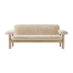 Audo Copenhagen Sofas*Brasilia sofa 2-seats, Natural oak-Nature sheepskin curly Beige