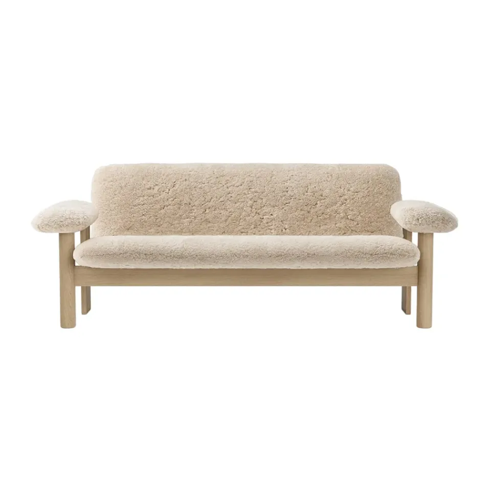 Audo Copenhagen Sofas*Brasilia sofa 2-seats, Natural oak-Nature sheepskin curly Beige
