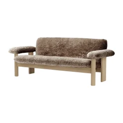 Audo Copenhagen Sofas*Brasilia sofa 2-seats, Natural oak-Sahara sheepskin curly Brown