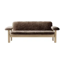 Audo Copenhagen Sofas*Brasilia sofa 2-seats, Natural oak-Sahara sheepskin curly Brown