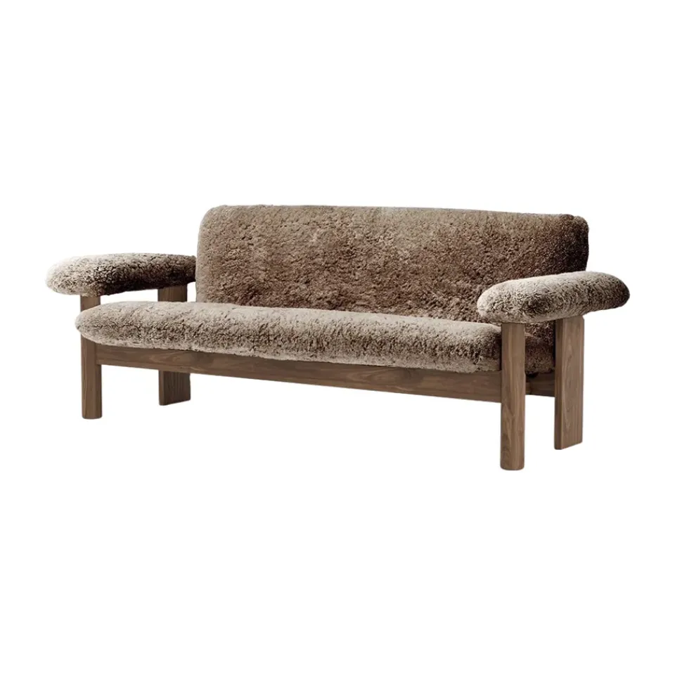 Audo Copenhagen Sofas*Brasilia sofa 2-seats, Walnut-Sahara sheepskin curly Brown