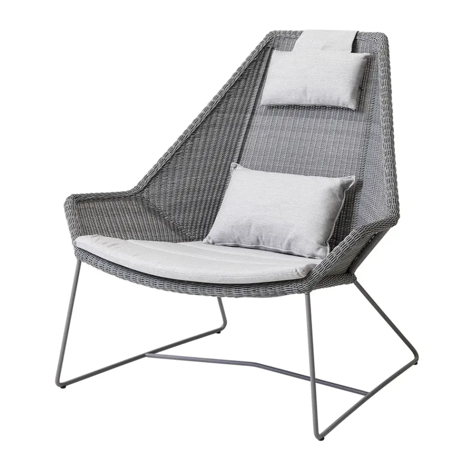 Cane-line Seat Cushions & Pads*Breeze cushion set lounge armchair high back, Natté light Grey