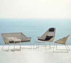 Cane-line Seat Cushions & Pads*Breeze cushion set lounge armchair high back, Natté Black