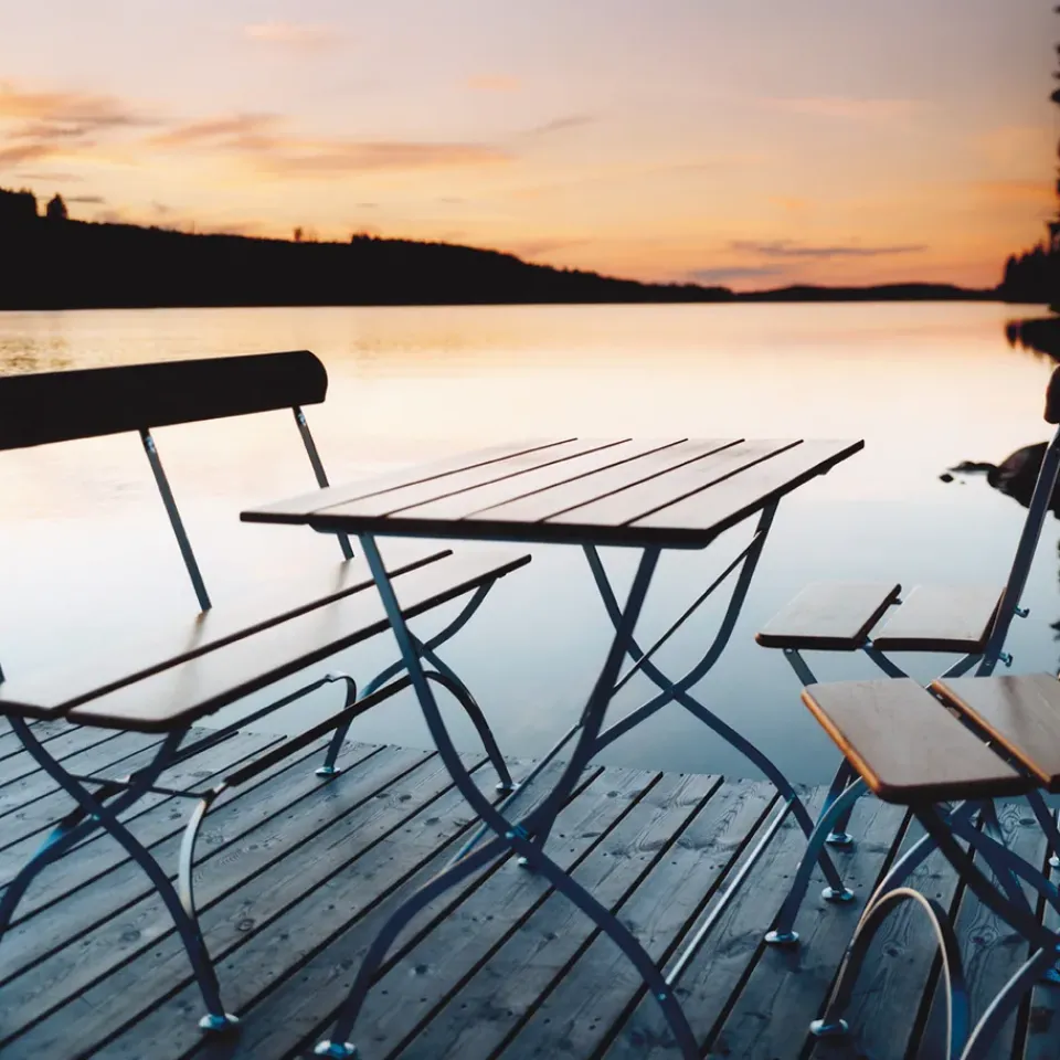 Grythyttan Stålmöbler Garden Sofas & Garden Benches|Outdoor Lounge Furniture*Bryggeri sofa, Oak oil-hot-dip galvanized stand Beige