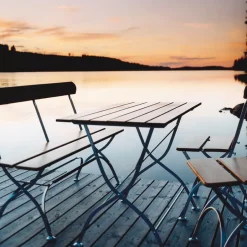 Grythyttan Stålmöbler Garden Sofas & Garden Benches|Outdoor Lounge Furniture*Bryggeri sofa, Teak-hot-dip galvanized stand Brown