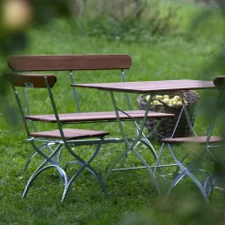 Grythyttan Stålmöbler Table For Outdoor Use*Bryggeri table, Teak-hot-dip galvanized stand Brown