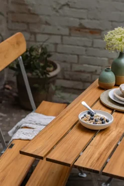 Grythyttan Stålmöbler Table For Outdoor Use*Bryggeri table, Teak-hot-dip galvanized stand Brown