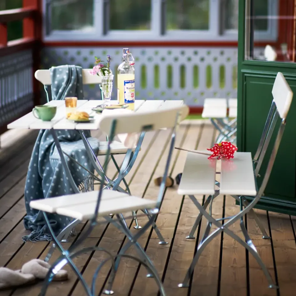 Grythyttan Stålmöbler Table For Outdoor Use*Bryggeri table, lacquer oak-hot-dip galvanized White