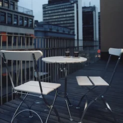 Grythyttan Stålmöbler Balcony Furniture|Table For Outdoor Use*Bryggeri tripod table, lacquer oak-hot-dip galvanized White