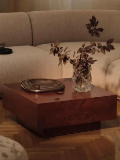 Ferm Living Coffee Tables*Burl storage coffee table 70x70 cm, Dark stained burl Brown