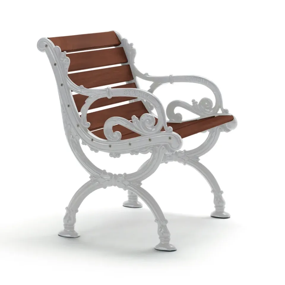 Byarums bruk Seating|Outdoor Lounge Furniture*Byarum armchair, Pine brown glaze, raw aluminum stand Beige