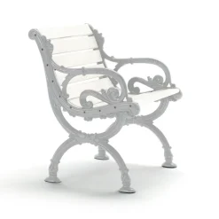 Byarums bruk Seating|Outdoor Lounge Furniture*Byarum armchair, lacquered pine, raw aluminum stand White