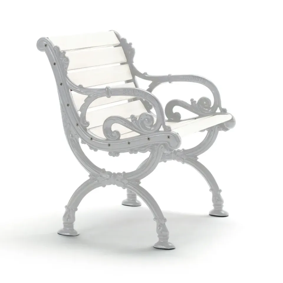 Byarums bruk Seating|Outdoor Lounge Furniture*Byarum armchair, lacquered pine, raw aluminum stand White