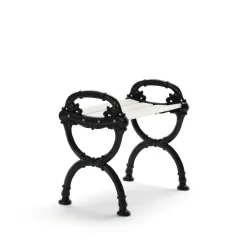 Byarums bruk Seating*Byarum stool, lacquered pine, black stand White