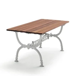 Byarums bruk Table For Outdoor Use*Byarum table 142x72 cm, Mahogany, raw aluminum stand BrownSilver-coloured