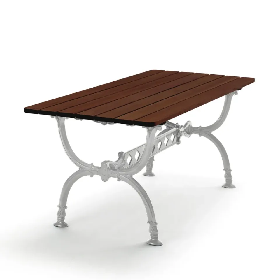Byarums bruk Table For Outdoor Use*Byarum table 142x72 cm, Pine brown glaze, raw aluminum stand Beige
