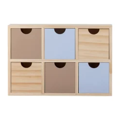 Bloomingville Shelves & Shelving Systems*Calle bookshelf small 6 drawers 27x18 cm, Natural Beige