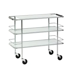 Lammhults Serving Trolleys*Cargo serveringsvagn, Frosted glass-chrome Transparent