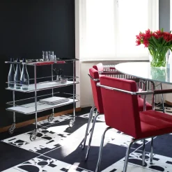 Lammhults Serving Trolleys*Cargo serveringsvagn, Frosted glass-chrome Transparent