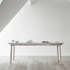 Stolab Dining Tables*Carl dining table Ø115. divided, Birch white oil Beige