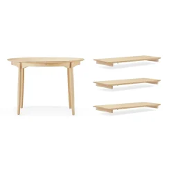Stolab Dining Tables*Carl dining table birch, Natural oil. 3 inserts + support leg Beige