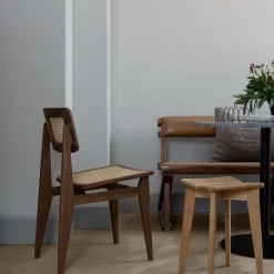 GUBI Chairs*C-Chair chair, American walnut, natural braided seat and back Brown
