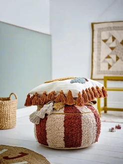 Bloomingville Children's Chairs|Children's Chairs*Charoline pouf Ø44 cm, Brown-white BrownWhite