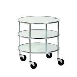 Lammhults Serving Trolleys*Chicago I table on castors, Frosted glass-chrome Transparent