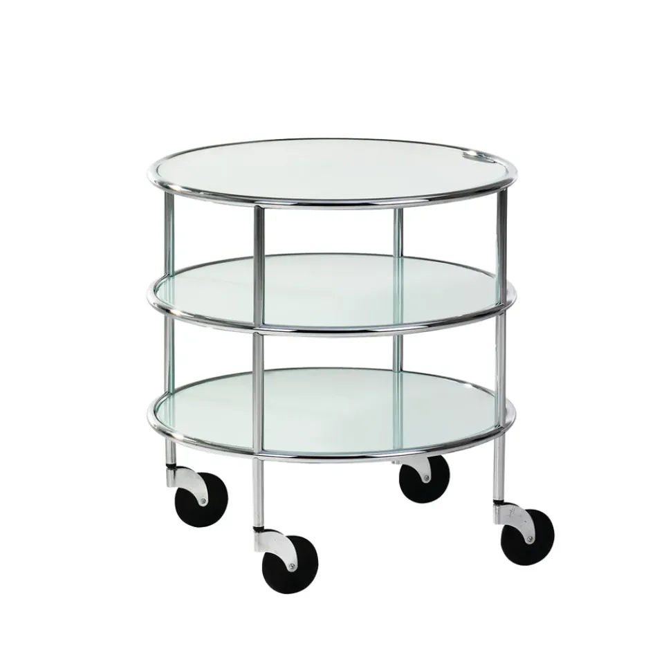 Lammhults Serving Trolleys*Chicago I table on castors, Frosted glass-chrome Transparent