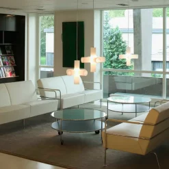Lammhults Coffee Tables*Chicago III coffee table, Frosted glass-chrome Transparent