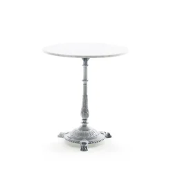 Byarums bruk Table For Outdoor Use|Balcony Furniture*Classic coffee table, Marble , raw aluminum stand White