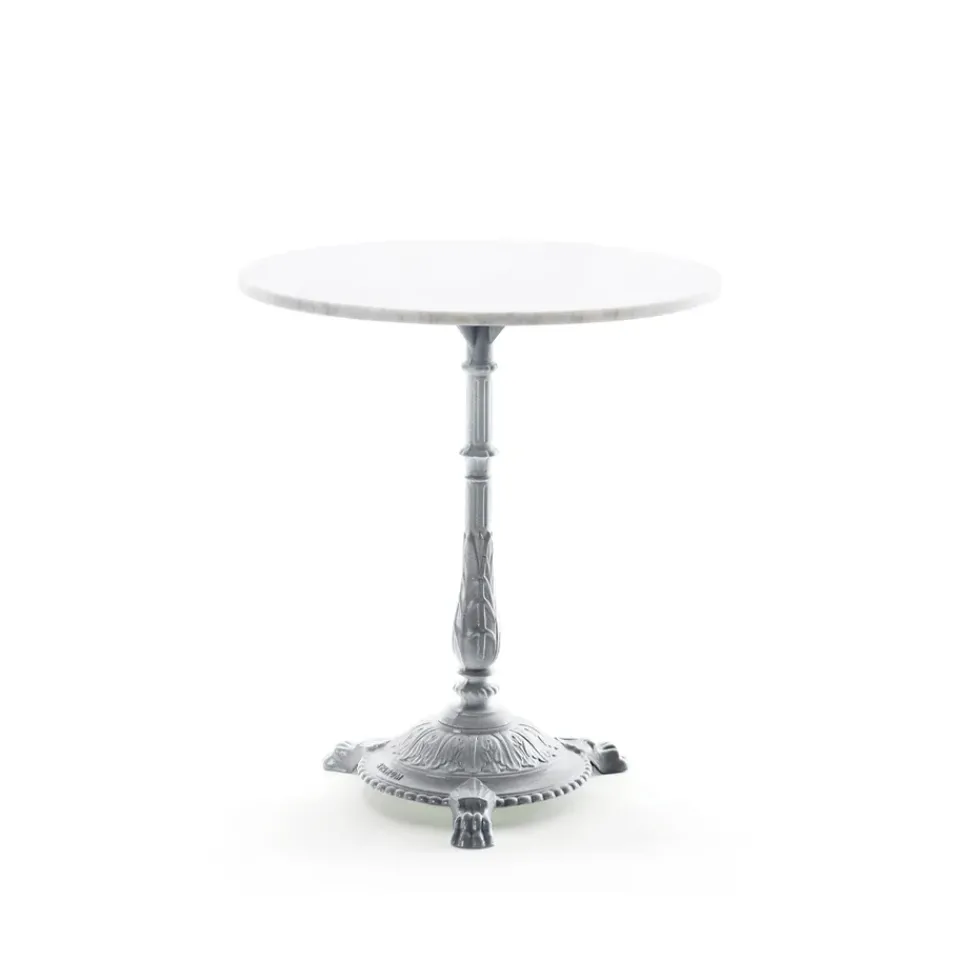 Byarums bruk Table For Outdoor Use|Balcony Furniture*Classic coffee table, Marble , raw aluminum stand White