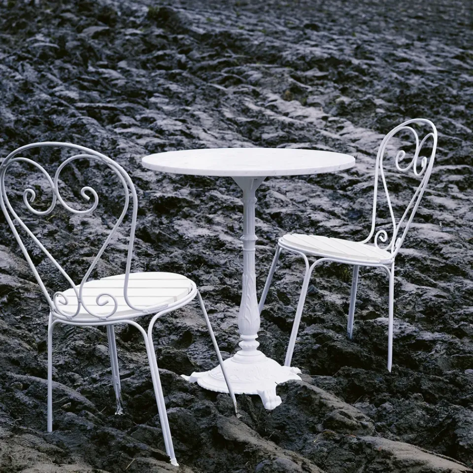 Byarums bruk Balcony Furniture|Table For Outdoor Use*Classic coffee table, Marble , black stand White