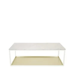 Scherlin Coffee Tables*Coffee table 11, Marble , lacquered stand, brass plate White