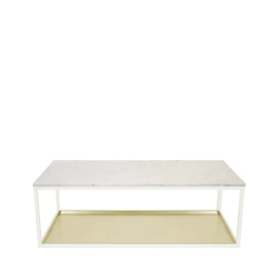 Scherlin Coffee Tables*Coffee table 11, Marble , lacquered stand, brass plate White