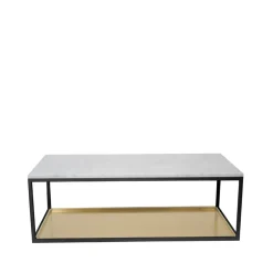 Scherlin Coffee Tables*Coffee table 11, Marble , black lacquered stand, brass plate White