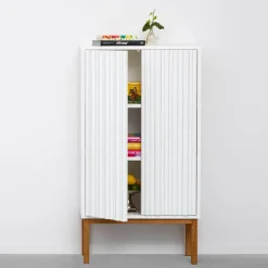 A2 Display & Glass Cabinets*Collect cabinet 2003, White-oak legs BrownWhite