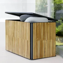 Cane-line Garden Details & Accessories*Combine cushion box, Teak, lava grey, large Brown