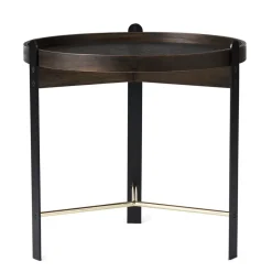 Warm Nordic Coffee Tables*Compose coffee table Ø50 cm with brass base, Smoked oak Brown