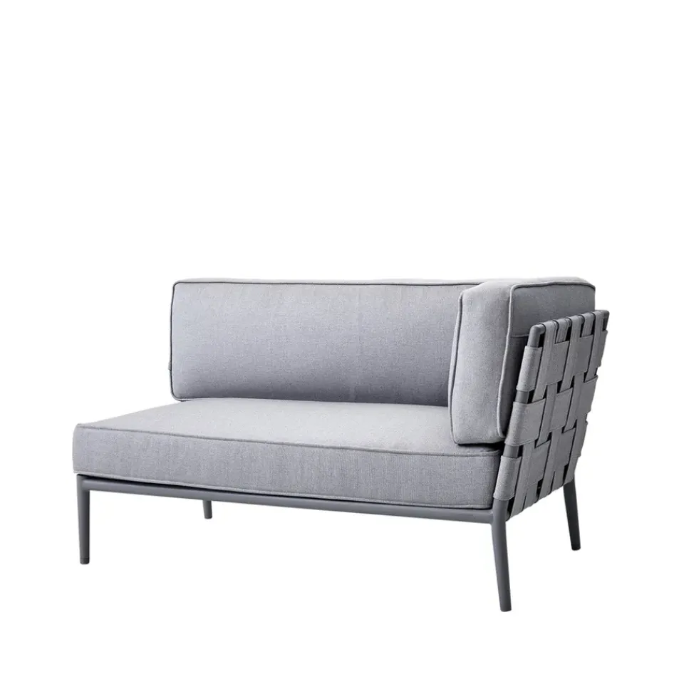 Cane-line Outdoor Lounge Furniture|Garden Sofas & Garden Benches*Conic modular sofa, Light -left-incl. cushions Grey