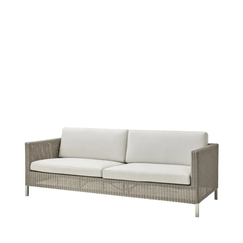 Cane-line Outdoor Lounge Furniture|Garden Sofas & Garden Benches*Connect sofa 3-seater, Taupe, cushion set Natté white Brown