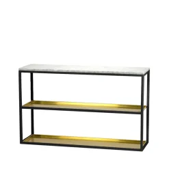 Scherlin Side Tables*Console table 11, Marble , black lacquered stand with shelf White