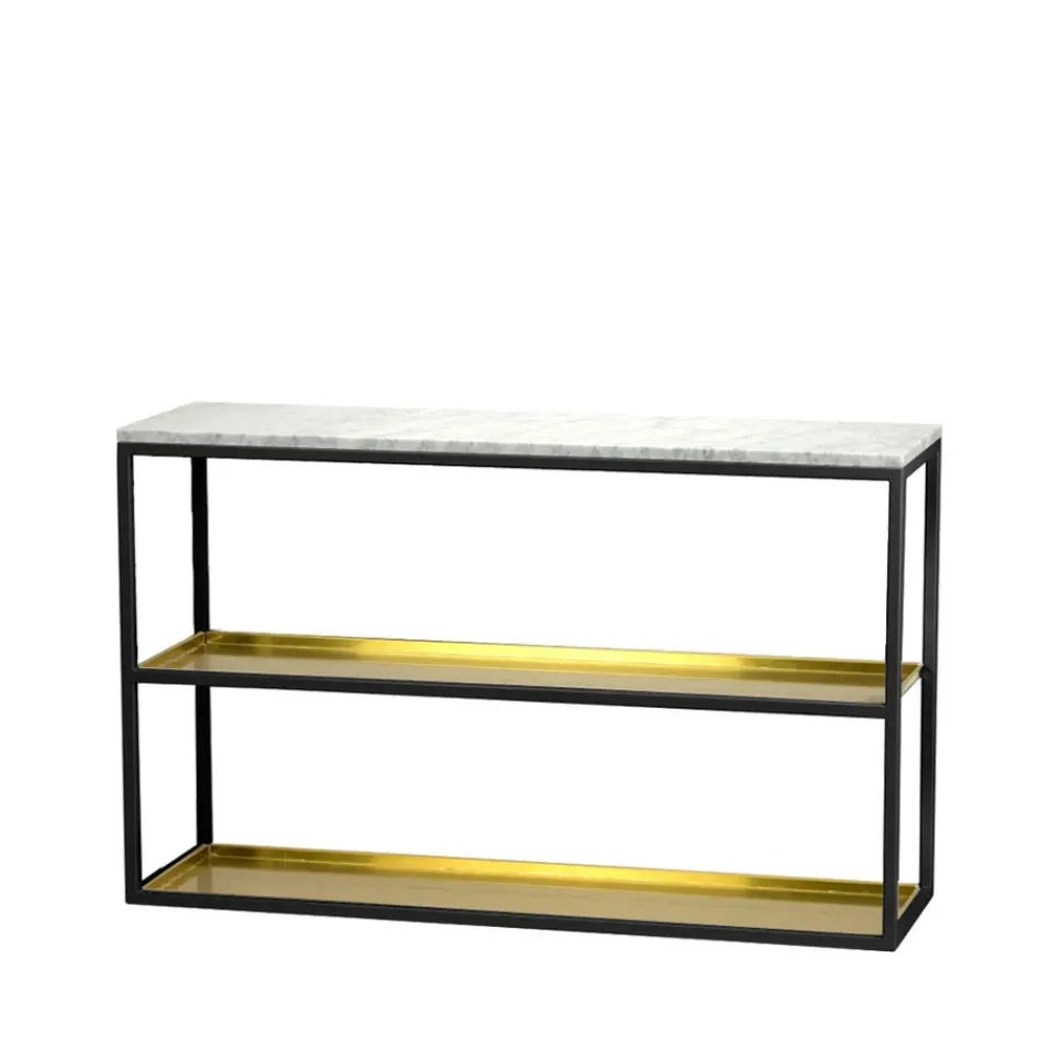 Scherlin Side Tables*Console table 11, Marble , black lacquered stand with shelf White