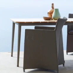 Cane-line Table For Outdoor Use*Core dining table teak 160x100x74 cm, Taupe tripod Brown