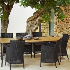 Cane-line Table For Outdoor Use*Core dining table teak 160x100x74 cm, Taupe tripod Brown