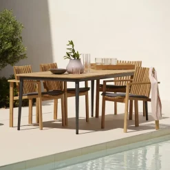Cane-line Table For Outdoor Use*Core dining table teak 274x100x74 cm, Taupe tripod Brown