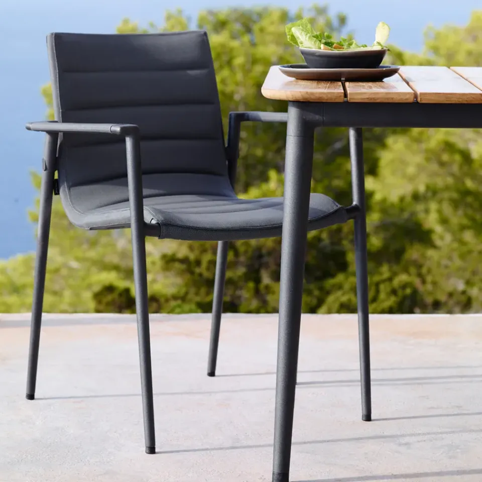 Cane-line Table For Outdoor Use*Core dining table teak 274x100x74 cm, Lava grey stand Brown