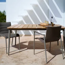 Cane-line Table For Outdoor Use*Core dining table teak 274x100x74 cm, Lava grey stand Brown