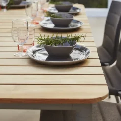 Cane-line Table For Outdoor Use*Core dining table teak 274x100x74 cm, Lava grey stand Brown